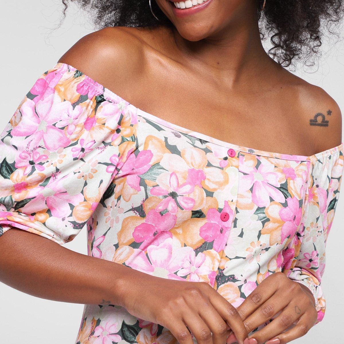 Vestido Lecimar Curto Ombro A Ombro Floral - 3