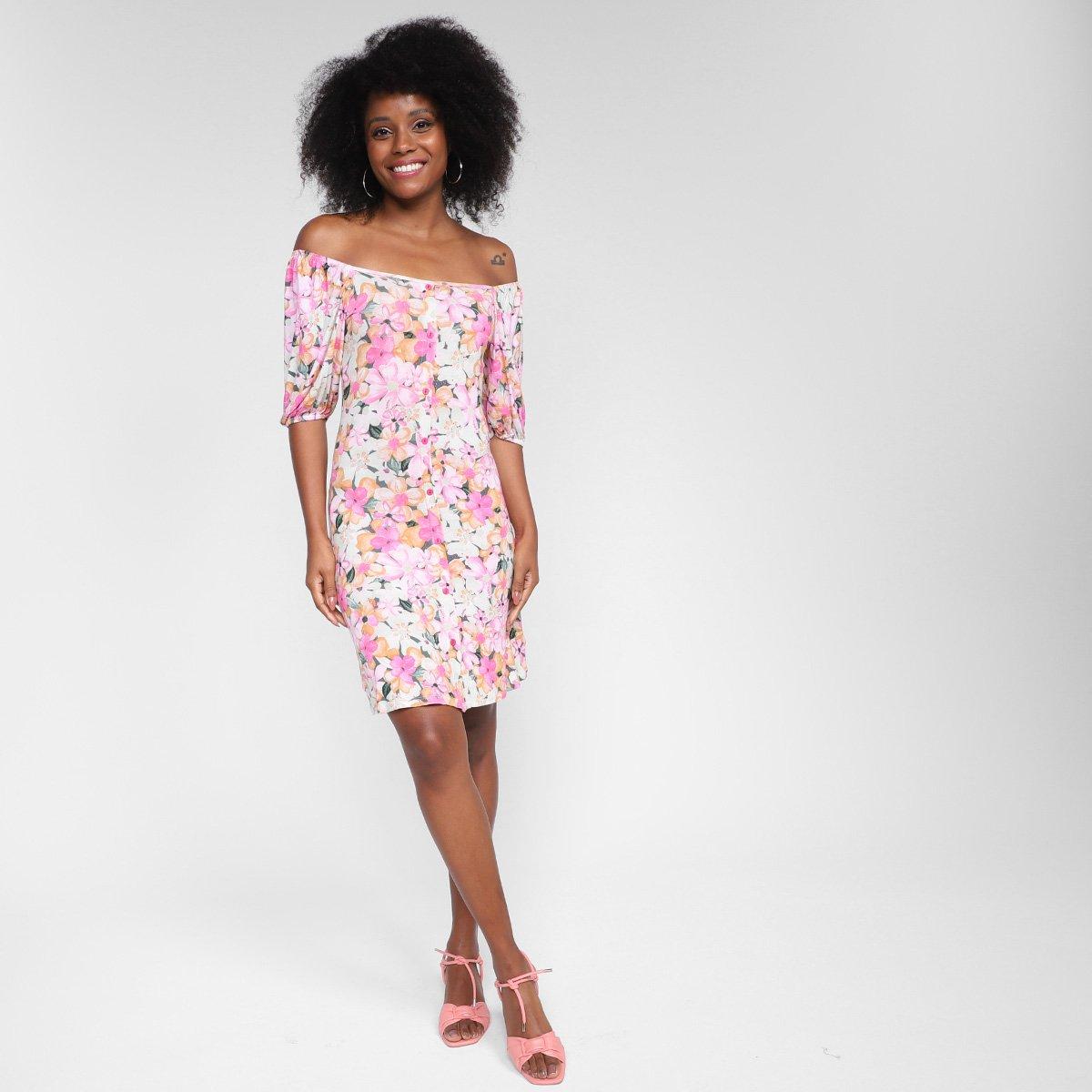 Vestido Lecimar Curto Ombro A Ombro Floral - 4