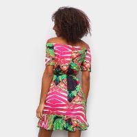 Vestido Água Viva Curto Ombro a Ombro Estampado - 2