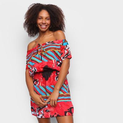 Vestido Água Viva Ombro a Ombro Estampado