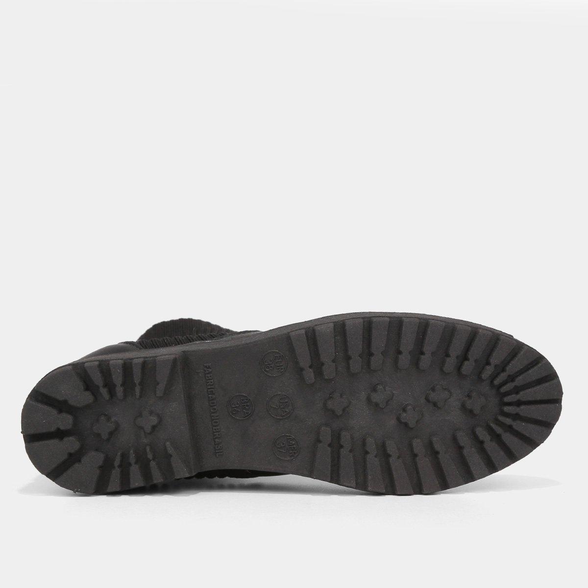 Bota Coturno Cano Curto Look Fashion Knit Feminina - 6