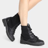 Bota Coturno Cano Curto Look Fashion Knit Feminina - 2