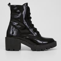 Bota Coturno Cano Curto Look Fashion Verniz Tratorada Feminina - 1