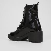 Bota Coturno Cano Curto Look Fashion Verniz Tratorada Feminina - 5