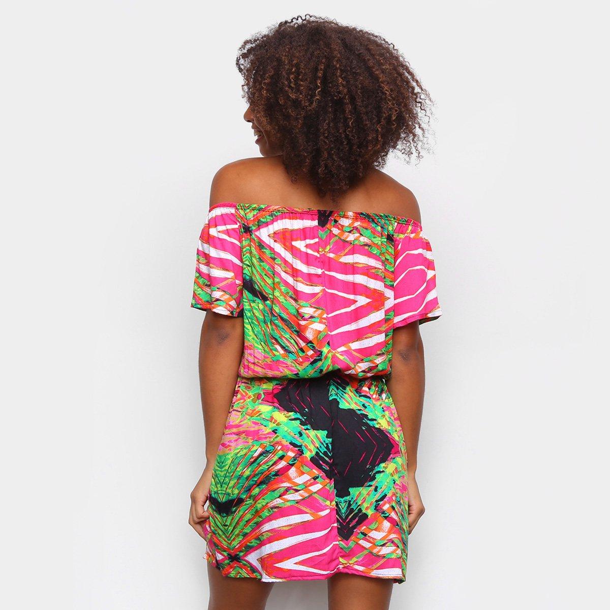 Vestido Curto Água Viva Estampado Ombro A Ombro - 2