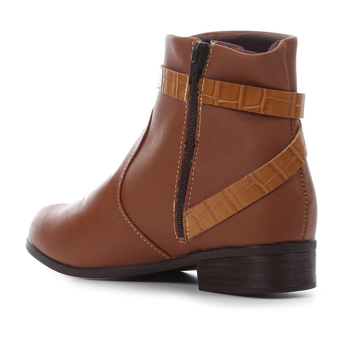 Bota Cano Curto Look Fashion Detalhe Croco Feminina - 5