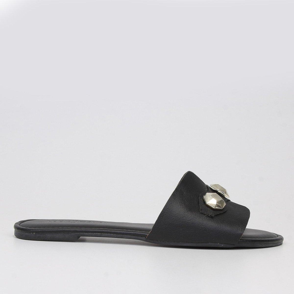 Rasteira Look Fashion Recorte Pedraria - 1