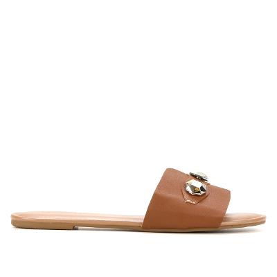 Rasteira Look Fashion Recorte Pedraria