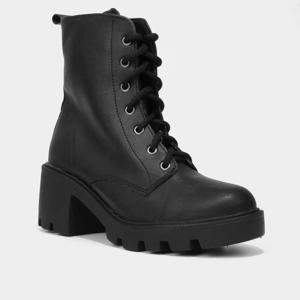 Bota Coturno Cano Medio Look Fashion Salto Médio Tratorado Feminina - 3