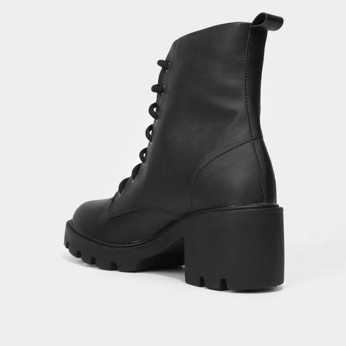 Bota Coturno Cano Medio Look Fashion Salto Médio Tratorado Feminina - 5