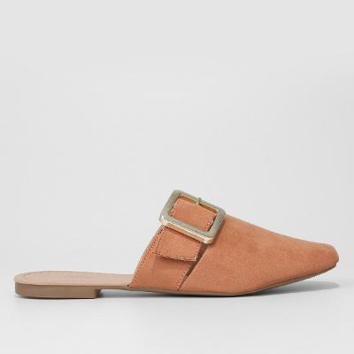Mule Griffe Camurça Fivela Bico Fino