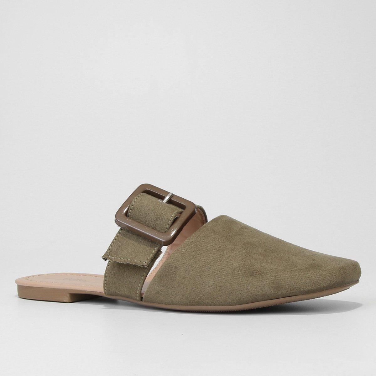 Mule Griffe Camurça Fivela Bico Fino - 1