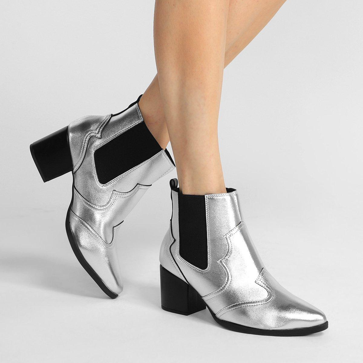 Bota Chelsea Vizzano Metalizada Bico Fino Feminina - 2