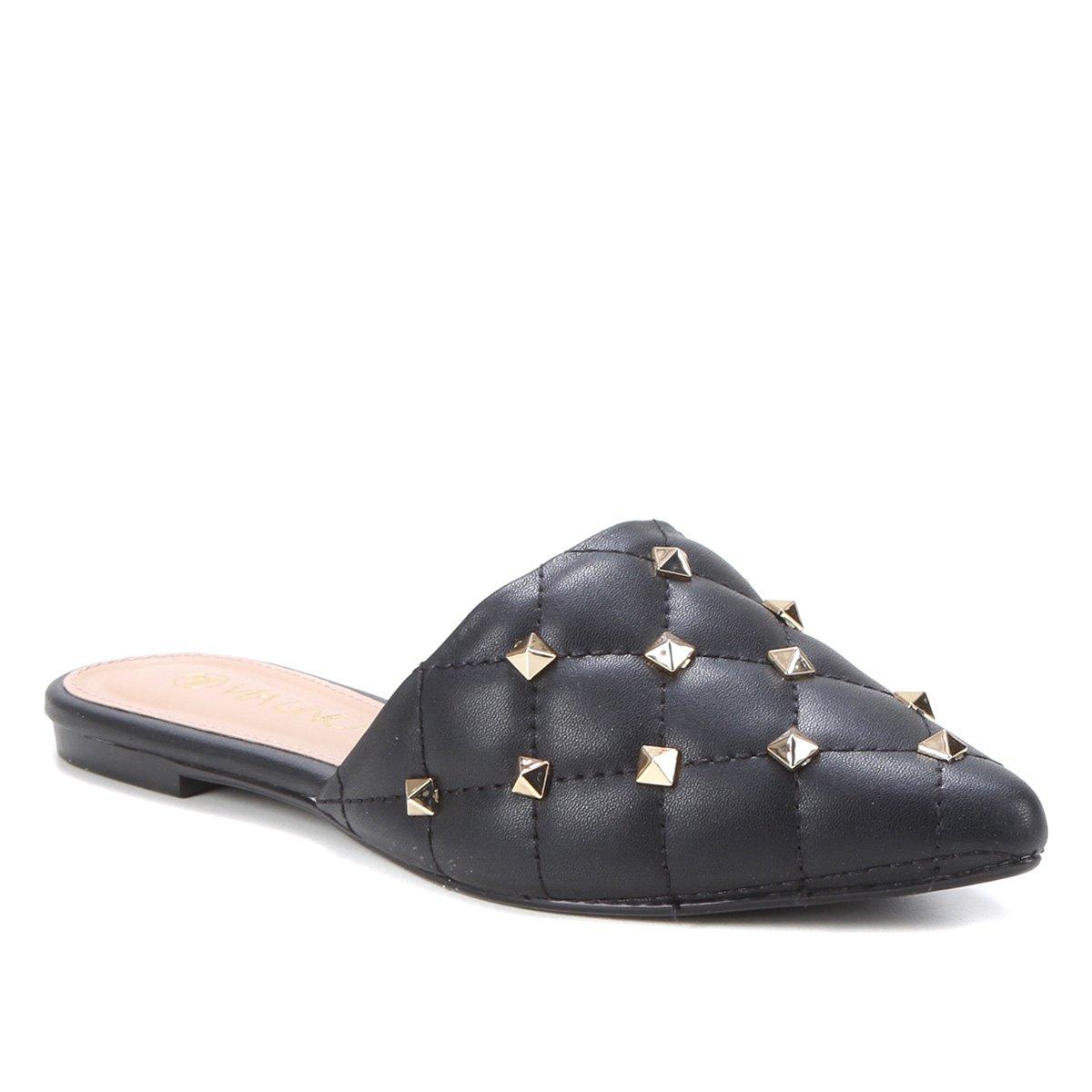 Mule Via Uno Matelassê Tachas Bico Fino - 2