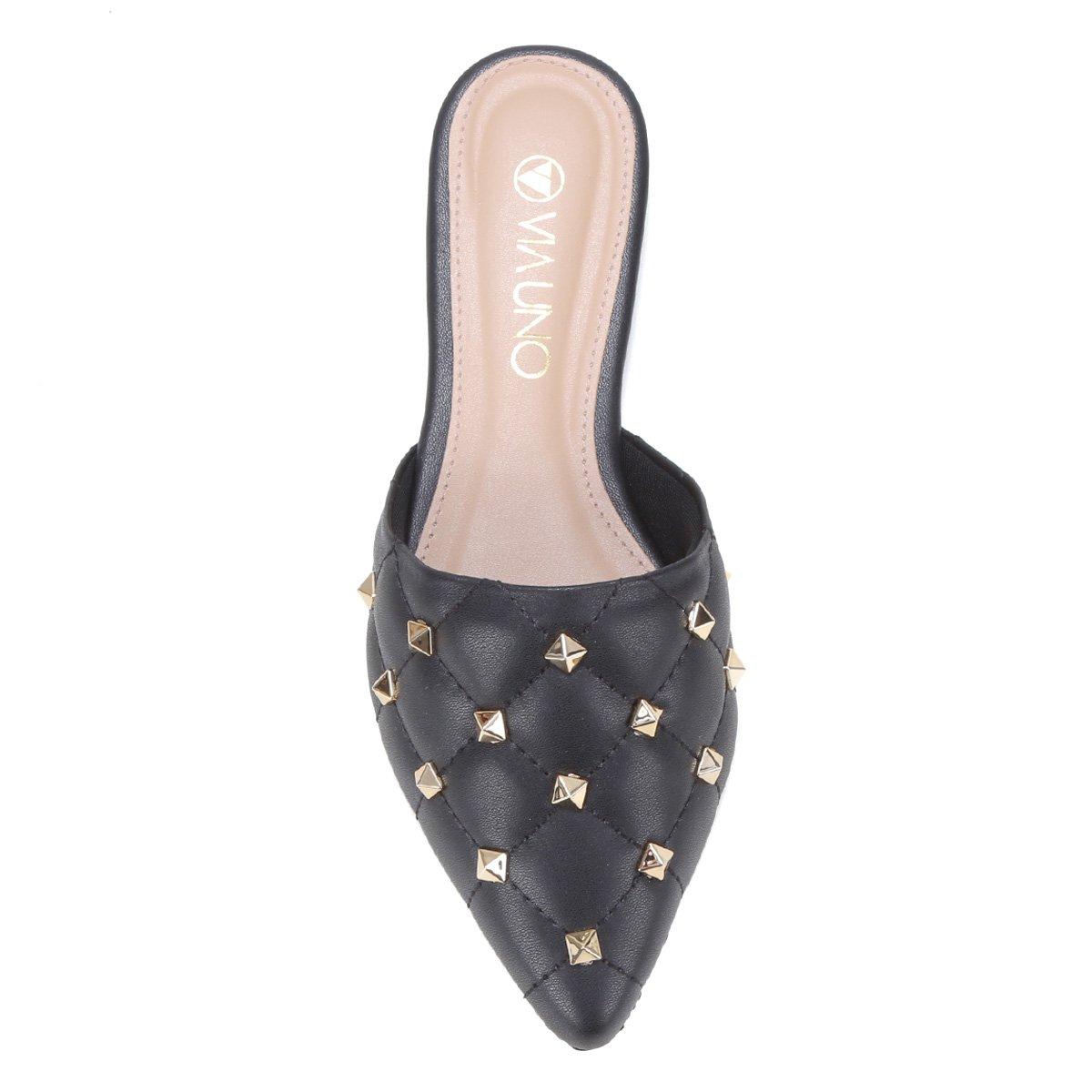 Mule Via Uno Matelassê Tachas Bico Fino - 3