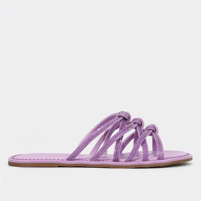 Rasteira Shoestock Brilho Tiras Monocolor