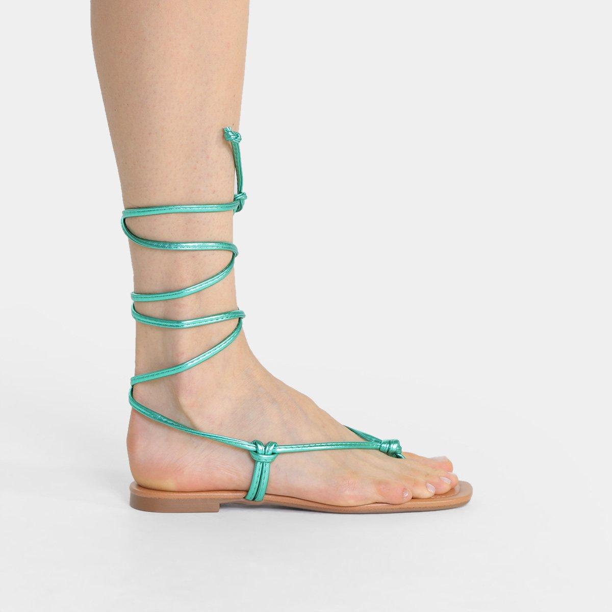 Rasteira Shoestock Metalizada Amarração - 1