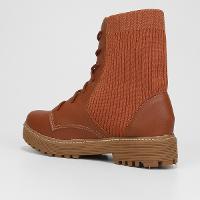 Bota Coturno Cano Curto Look Fashion Knit Feminina - 5