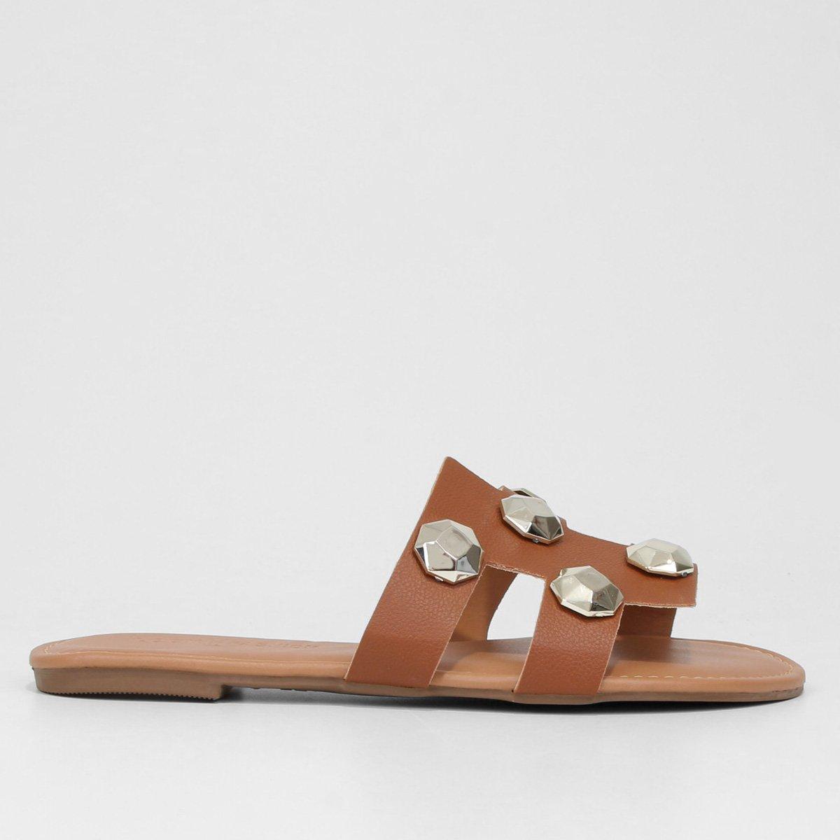 Rasteira Look Fashion Pedraria Feminina - 1