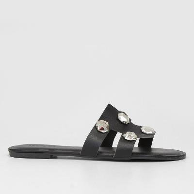 Rasteira Look Fashion Pedraria Feminina