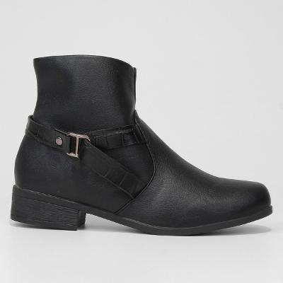 Bota Cano Curto Look Fashion Tira Croco Feminina