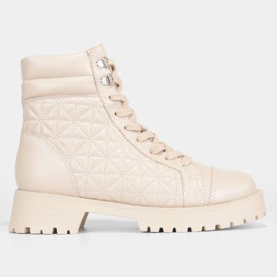 Bota Shoestock Couro Coturno Matelassê Tratorado Feminina