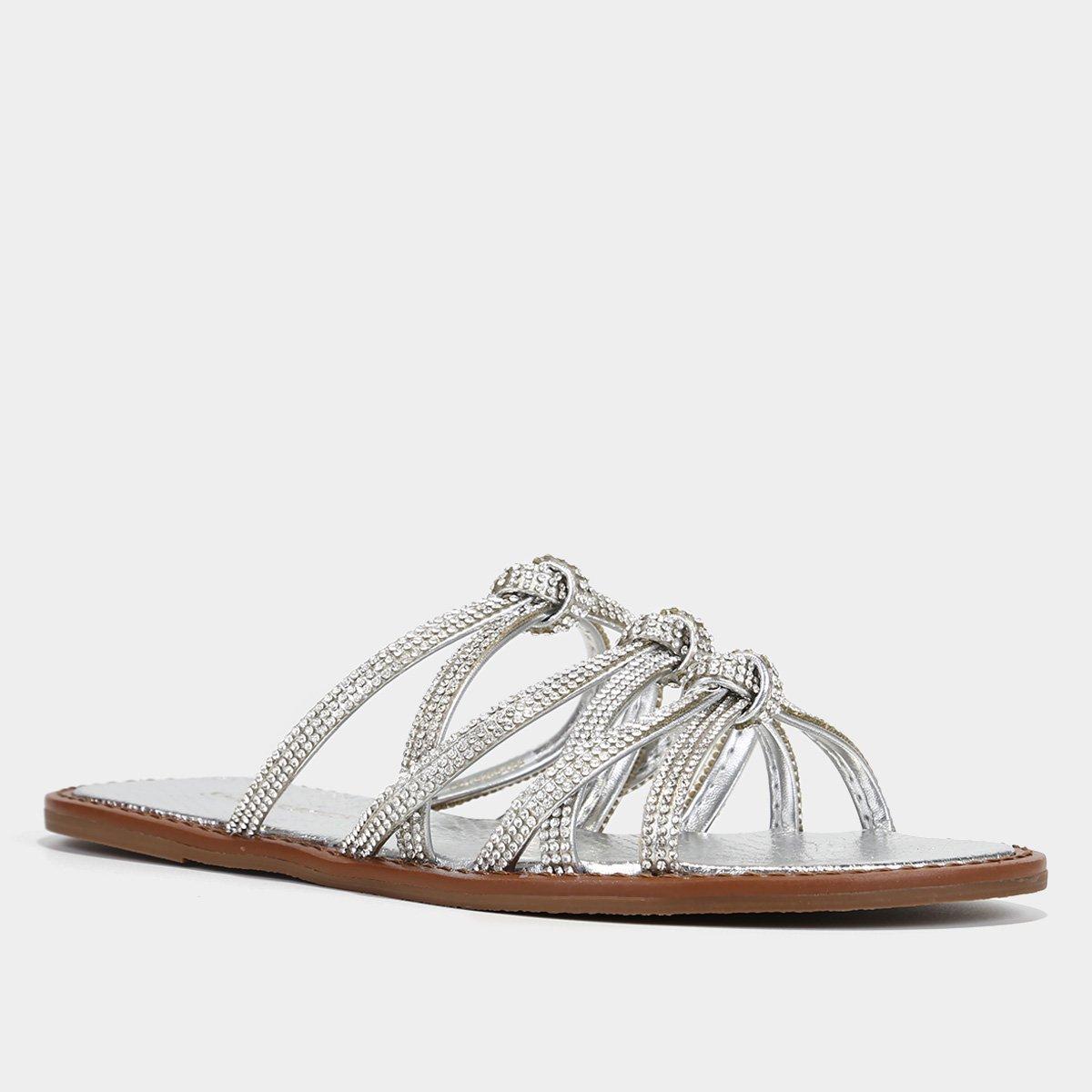 Rasteira Shoestock Metalizada Brilho Tiras - 3