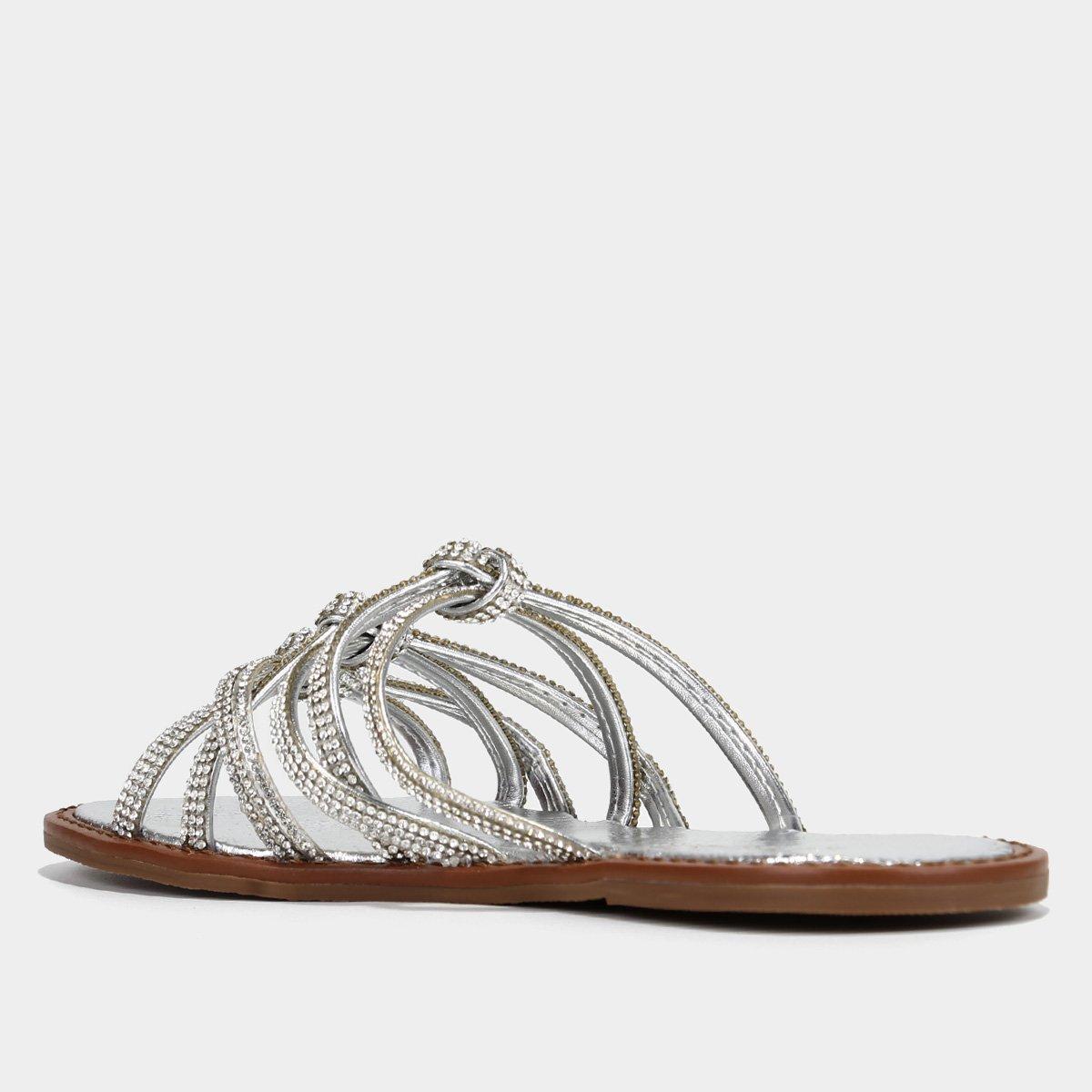 Rasteira Shoestock Metalizada Brilho Tiras - 4