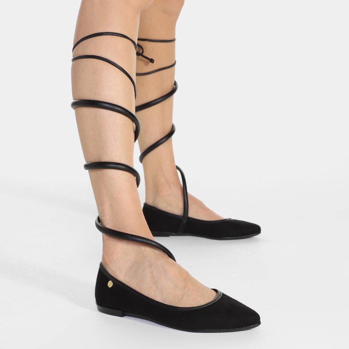 Sapatilha Moleca Bico Fino Amarração Feminina - 2