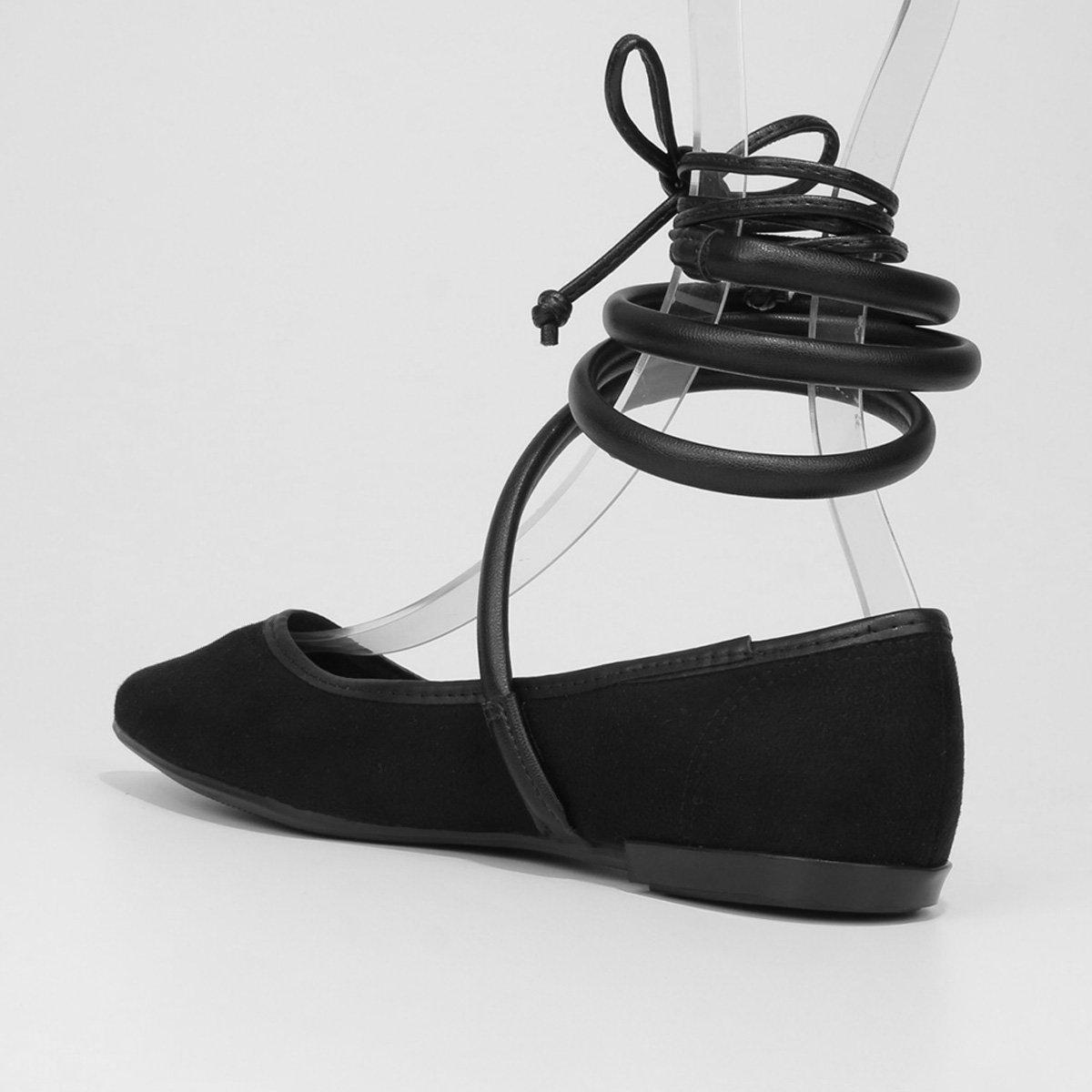 Sapatilha Moleca Bico Fino Amarração Feminina - 4