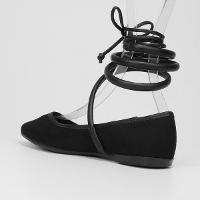 Sapatilha Moleca Bico Fino Amarração Feminina