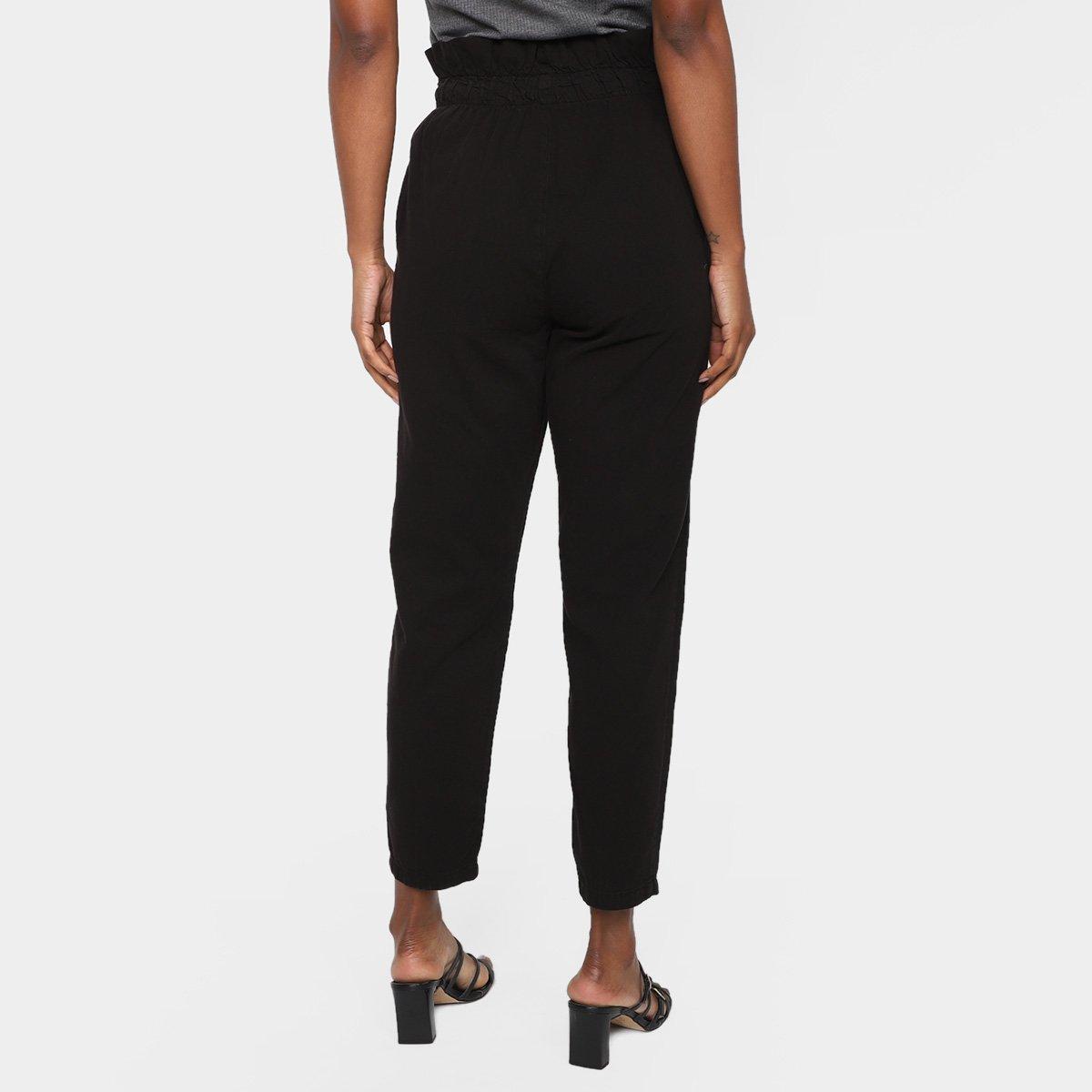 Calça Clochard Cambos Jeans Cropped Com Pence Frontal Cintura Alta Feminina - 3