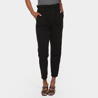 Calça Clochard Cambos Jeans Cropped Com Pence Frontal Cintura Alta Feminina - 1