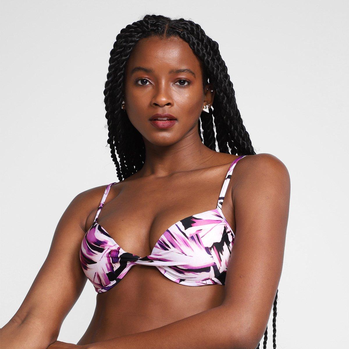 Top de Biquini Classic Meia Taça Estampado Bojo - 1