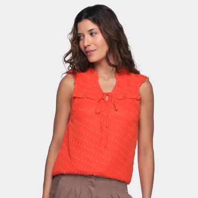 Regata Dom Fashion Decote V Costas Transparente Feminina