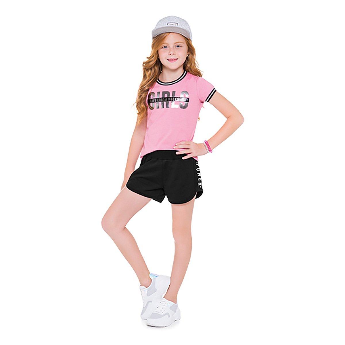 Shorts Moletom Infantil Kyly Yuoth Feminino - 2