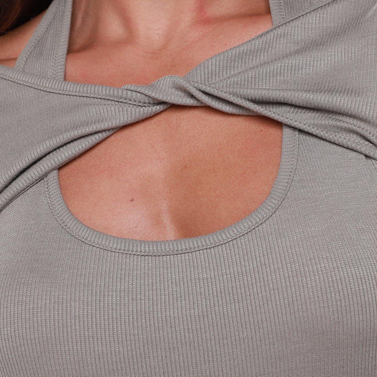 Vestido Shioo Tubinho Midi Manga Longa Canelado - 3