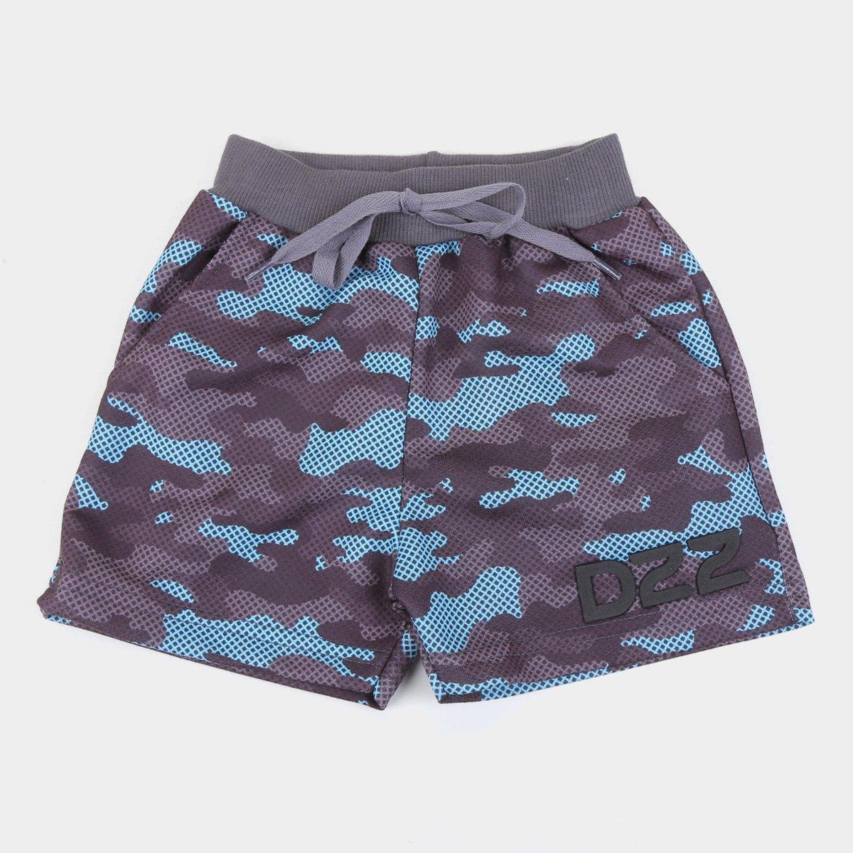 Bermuda Moletom Infantil Duzizo Camuflada Masculina - 1