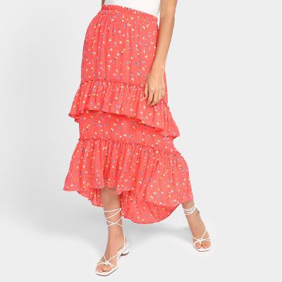 Saia Longa Il Shil Must Have Babados Estampada