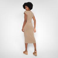 Vestido Volare Tubinho Midi Decote V Manga Japonesa - 2