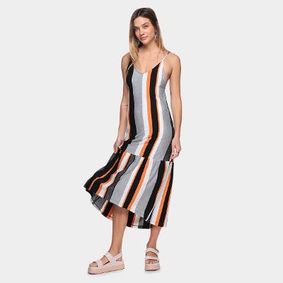 Vestido Oh, Boy! Sino Midi Listrado