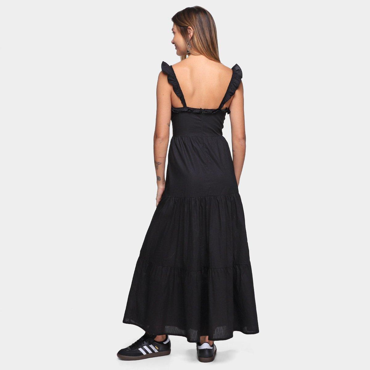 Vestido Oh, Boy! Evasê Longo Babado Alça - 2