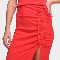 Vestido Midi Il Shin Canelado Fenda - 3