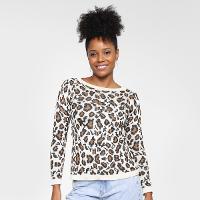 Blusa Tricô Mercatto Animal Print Onça Feminina - 1