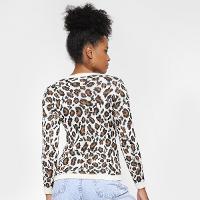 Blusa Tricô Mercatto Animal Print Onça Feminina - 2