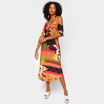 Vestido Mercatto Evasê Midi Chinfrado