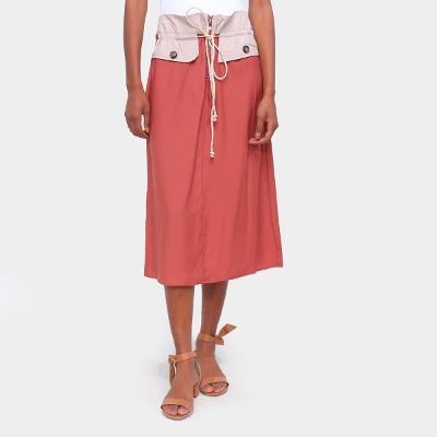 Saia Road Mel Midi Bicolor Detalhe Botões