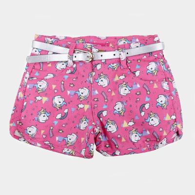 Shorts Bebê Plural Kids Cinto Unicórnio Feminino