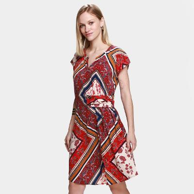 Vestido Top Moda Evasê Curto Estampado