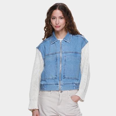 Jaquetas My Favorite Things feminino JAQUETA JEANS MANGA TRICOT-501JA000441